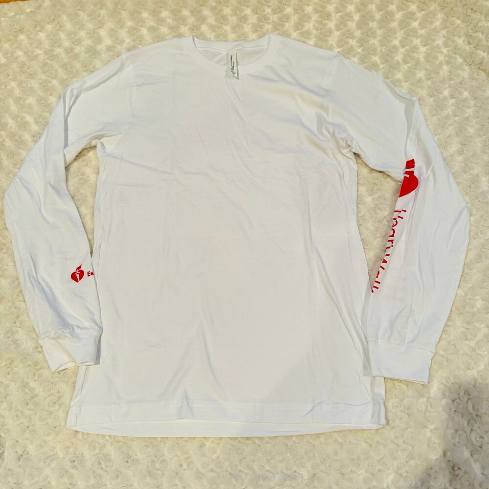 American Heart Heartwalk Coach Women White Long Sleeve Cotton T Shirt NEW Medium